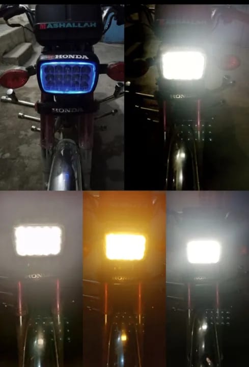 24 LED Super Bright Headlight with 5 Function Fog Light Flasher Daylight for Motorcycle CG 125 CD 70