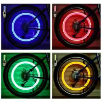 2 Pcs Bike Lights Bicycle Tyre Tire Valve Caps Wheel Spokes LED Light
