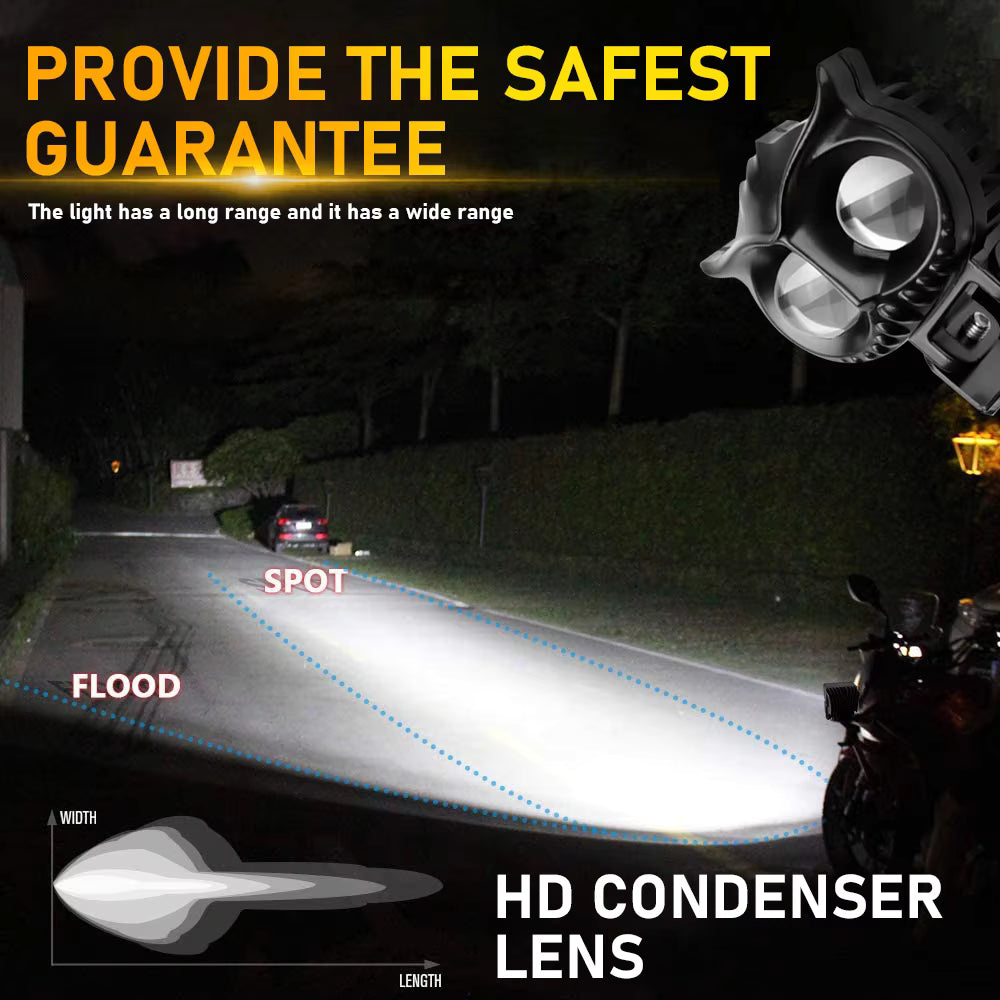 (2 pcs) OWL Shape Fog Yellow-White & Flash light Low & High Beam Owl Plastic Body Spot Light for All Cars And Bikes 9V-60V 40W Ratings 116