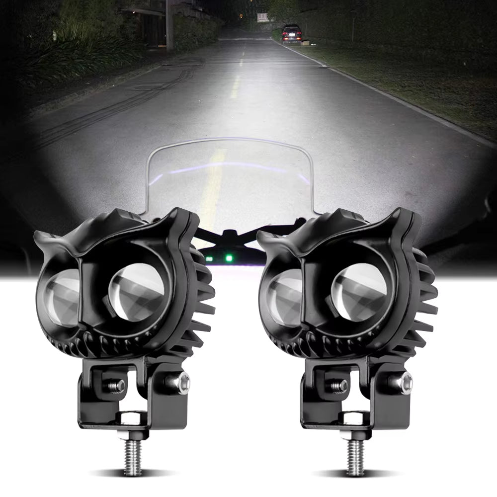 (2 pcs) OWL Shape Fog Yellow-White & Flash light Low & High Beam Owl Plastic Body Spot Light for All Cars And Bikes 9V-60V 40W Ratings 116