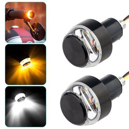 2pcs 12V Motorcycle LED Handlebar End Turn Signal Light Red Blue Handle Grip Bar Blinker Side Marker Lamp Lighting