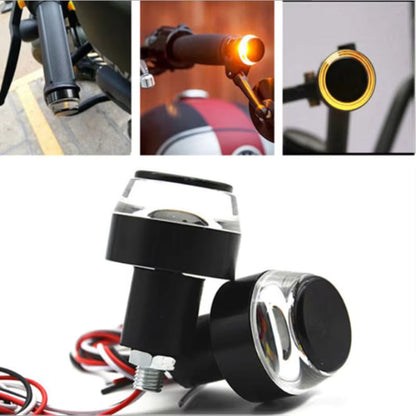 2pcs 12V Motorcycle LED Handlebar End Turn Signal Light Red Blue Handle Grip Bar Blinker Side Marker Lamp Lighting