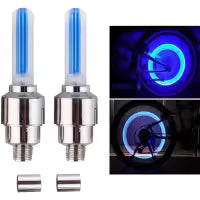 2 Pcs Bike Lights Bicycle Tyre Tire Valve Caps Wheel Spokes LED Light