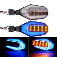 2Pcs Motorbike Universal LED Indicator With Blue DRL And Yellow Parking Light