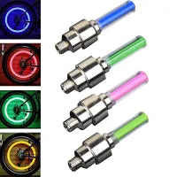 2 Pcs Bike Lights Bicycle Tyre Tire Valve Caps Wheel Spokes LED Light