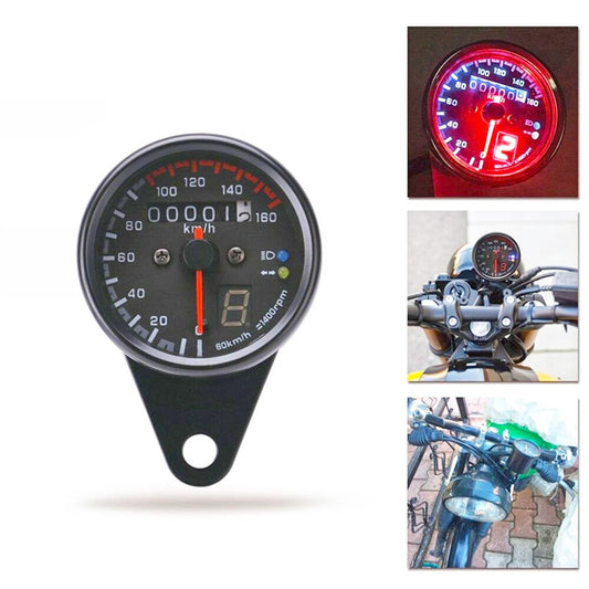 Universal Speedometer with LED Back Light Metal Body for Motorcycle Bike Honda Cafe Racer YBR Suzuki