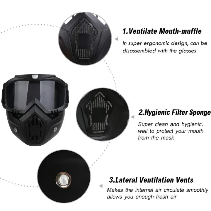 Face Helmet Mask Googles Face Mask Fog-proof Warm Goggles Mask Stylish Motorcycle Riding Helmet, Full Face Mask Shield Glasses