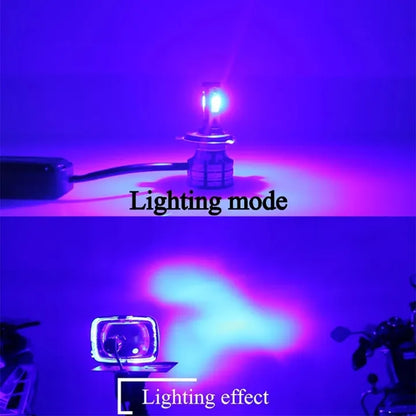 Universal M3 Motorbike Led Headlight Bulb Three Colour Flash With Fan