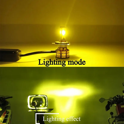 Universal M3 Motorbike Led Headlight Bulb Three Colour Flash With Fan