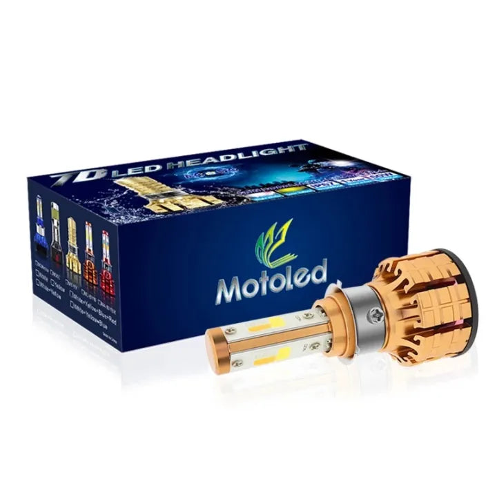 Universal M3 Motorbike Led Headlight Bulb Three Colour Flash With Fan